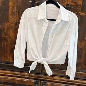 White Tie-Front Blouse